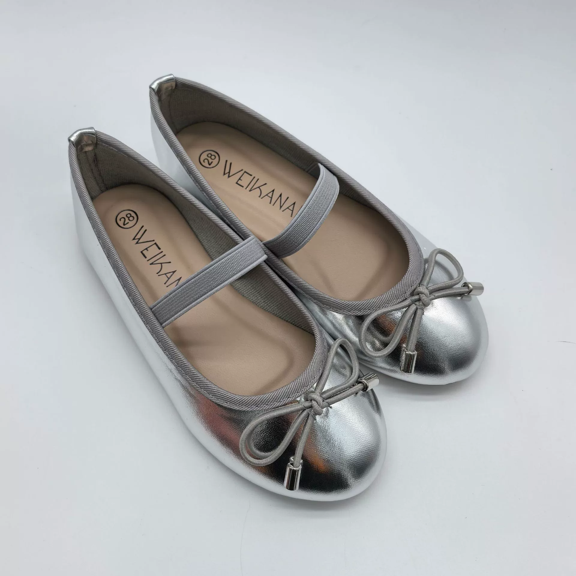 Silver fashionable shoes with bow, wholesale