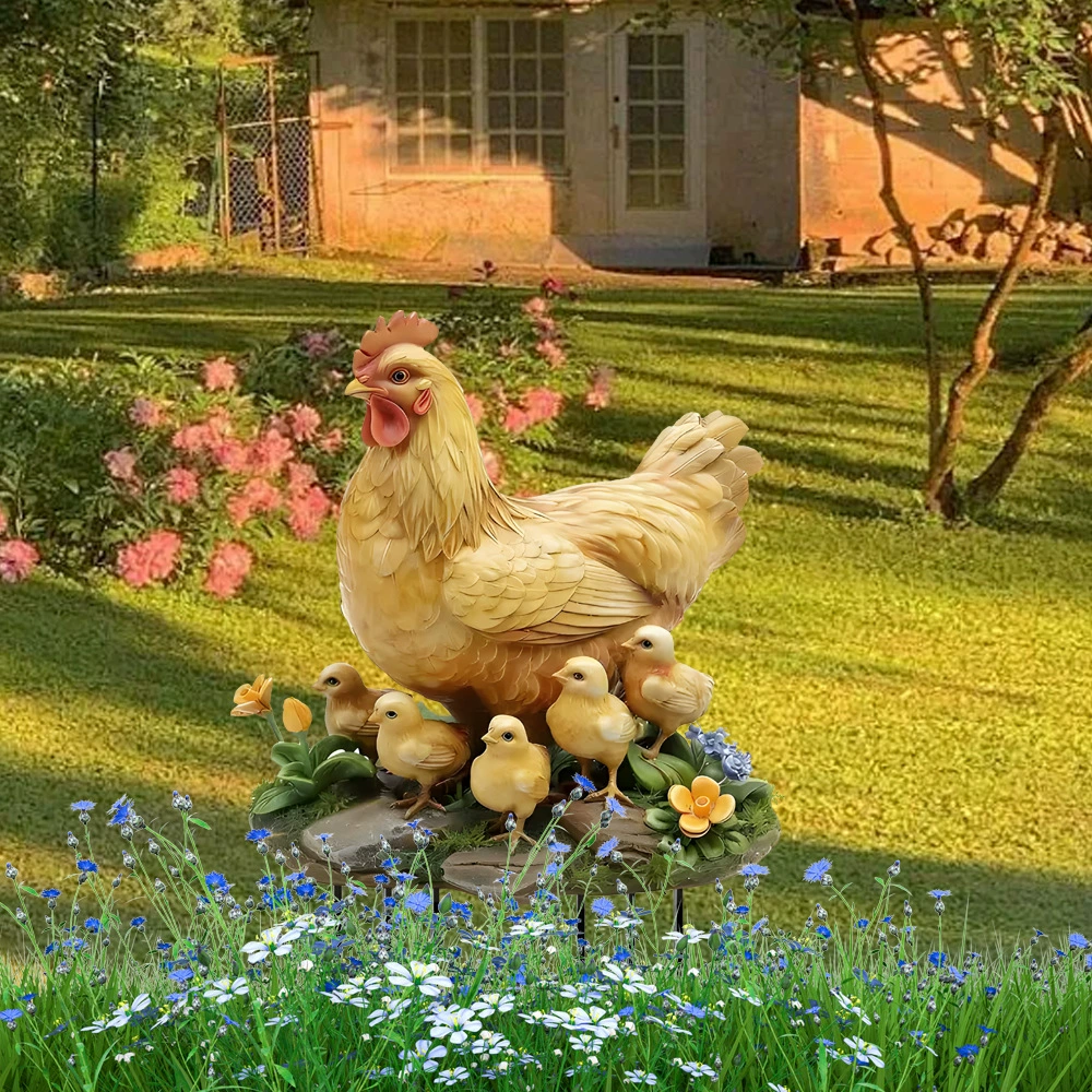 Трансграничная желтая курица мама с курицей садовый пень алик водонепроницаемый и износостойкий двор с подвеской украшения