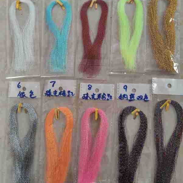 绑毛钩用螺旋金色银草弯曲彩丝草渔具装饰用弯曲螺旋幻彩丝亮丝片