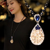 Fashionable pendant, accessory, clothing, necklace, crystal, long universal demi-season sweater, simple and elegant design