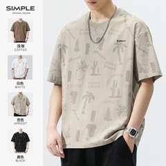 薄手のゆるい丸首半袖tシャツ男の夏のファッション