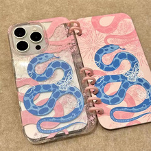 创意蛇年翻盖笔记本适用iPhone16promax手机壳苹果15/14皮套13pro