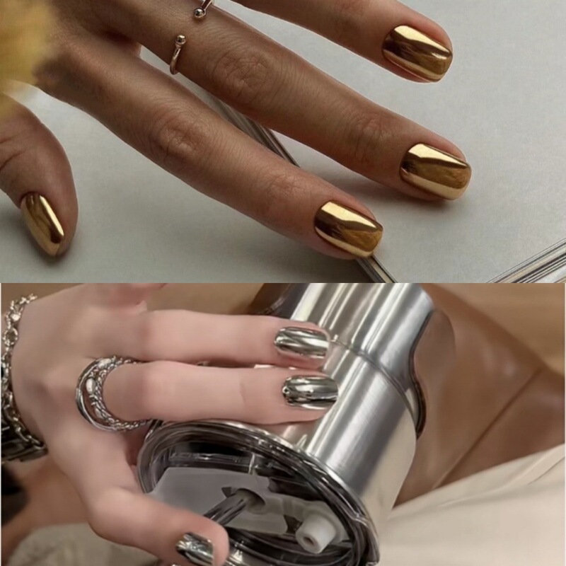 European and American punk style plating silver nail art foreign trade cross-border hot girl style metal sense mirror wear nail mirror silver European and American punk style plating silver nail art foreign trade cross-border hot girl style metal sense mirror wear nail mirror silver