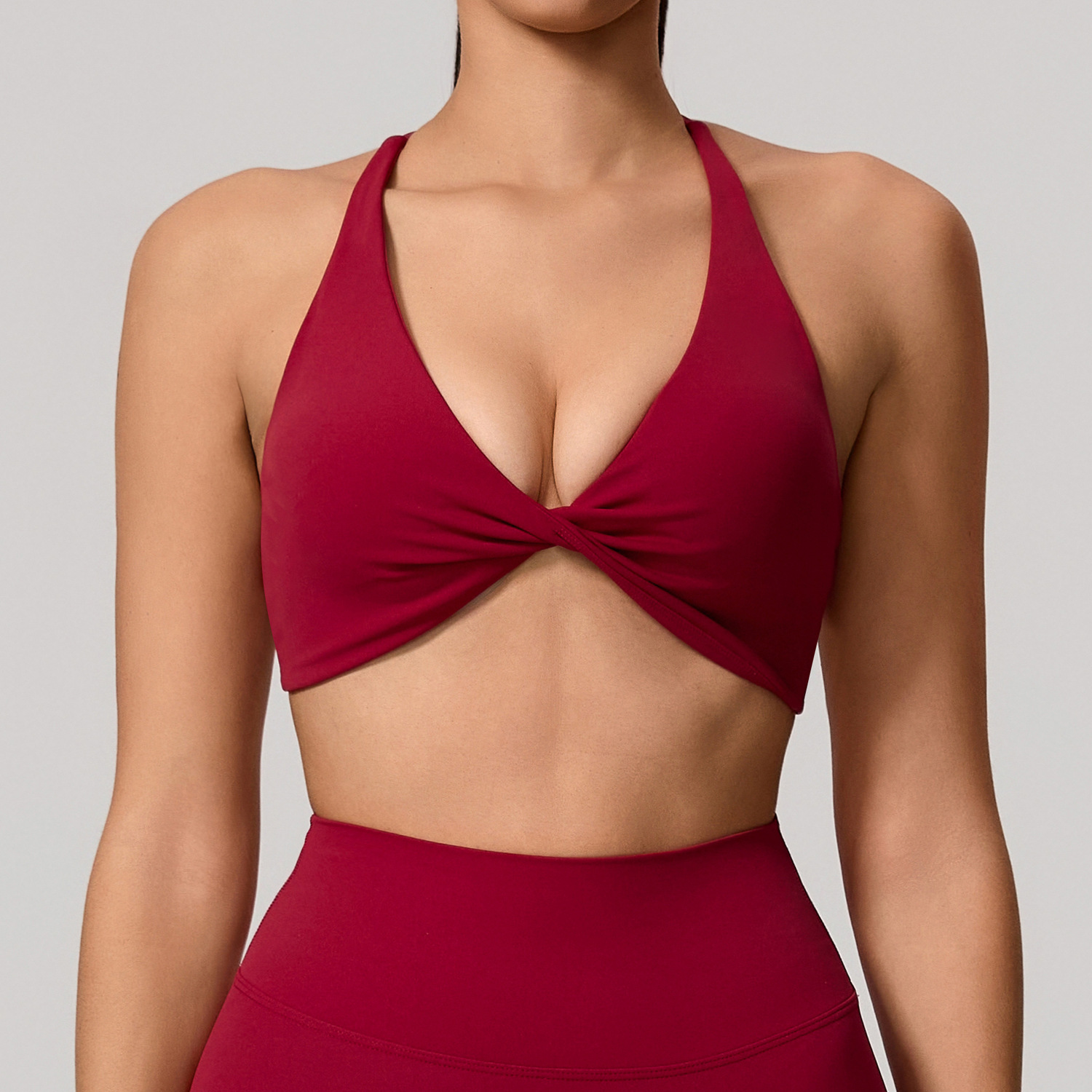 Xijia cruza hombros delgados y revela ropa interior deportiva femenina con sensación de nube, cuello con almohadilla para el pecho, sujetador ajustado de yoga transfronterizo y Fitness image 9