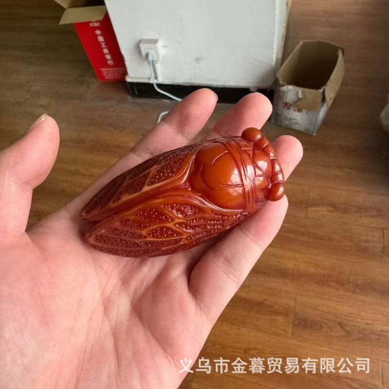 复古老蜜蜡一鸣惊人知了蝉手把件树脂做旧老包浆仿古金蝉挂件挂饰|undefined