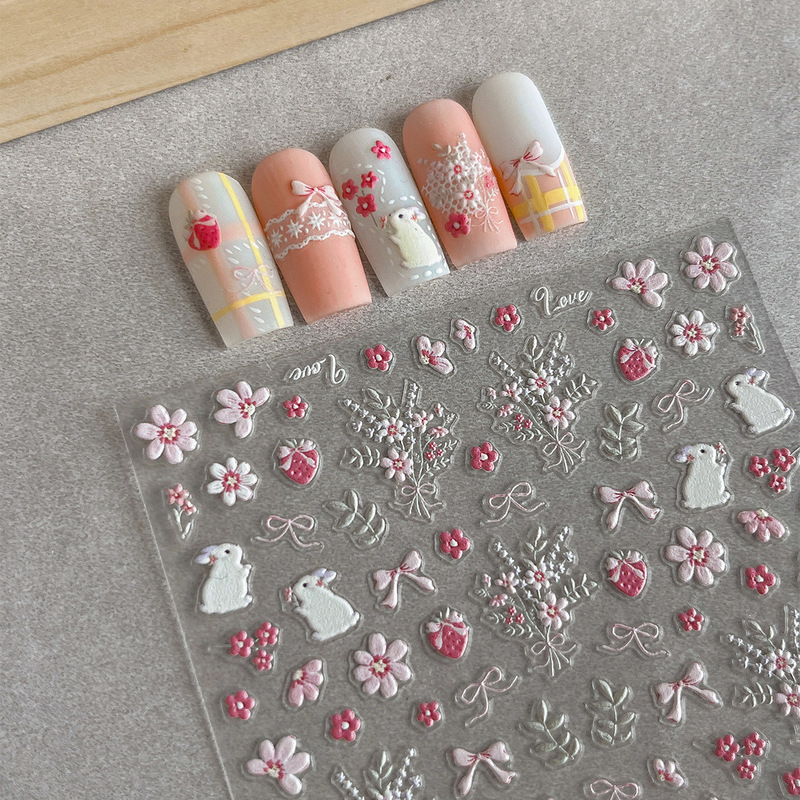 YITU Ant Figure Rabbit Flower Nail Art Sticker Flower Bow Embossed with Adhesive Nail Decoration Sticker YT4102 YITU Ant Figure Rabbit Flower Nail Art Sticker Flower Bow Embossed with Adhesive Nail Decoration Sticker YT4102