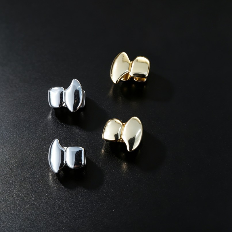 Cross -border hip -hop braces double golden tooth Halloween silver…
