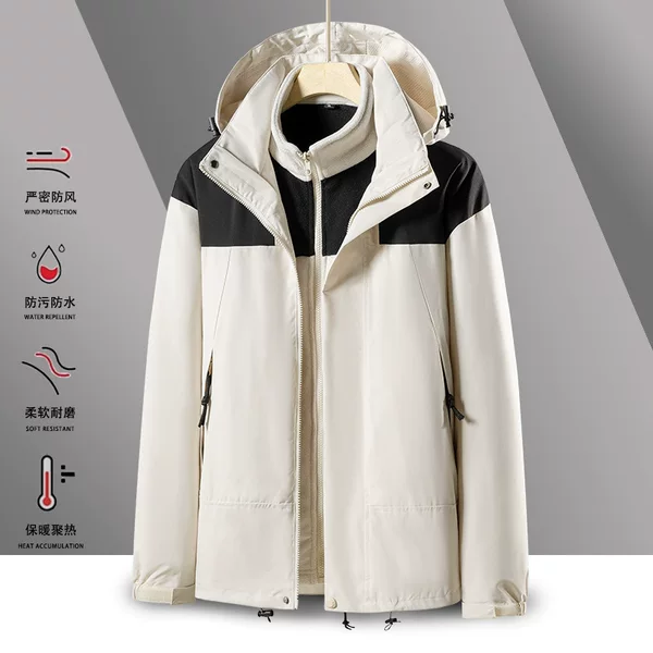 Autumn Explosions Outdoor Beijia Trendy Three-in-One Charge Clothes Removable Cap Waterproof Windproof Coat Quality Coat