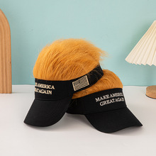 美国假发帽棒球帽跨境美国本土热销鸭舌帽宽檐红色黑色刺绣鸭舌帽