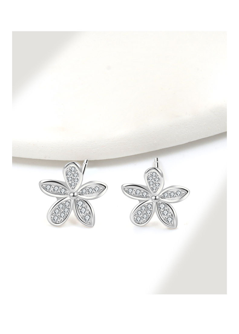 Women's Gender Inlay Design 1 Pair 18K Gold Plated 925 Sterling Silver Zircon 925 Sterling Silver Earrings Flower Ear Studs