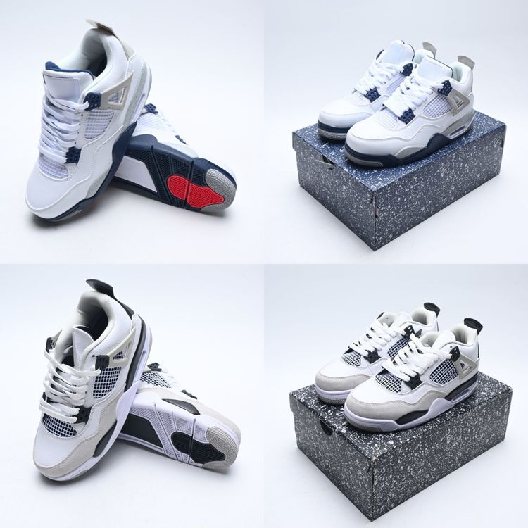 White, Blue and Red Color Basketball Shoes, Classic Shoe Shape with Iconic Flyman, High-Quality Materials Are Used to Create