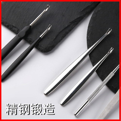 Wholesale stainless steel nail peeling fork V-shaped trimming push fork exfoliating hand nail trimming manicure tool
