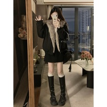美式复古座山雕棉服外套女短款冬装加绒加厚派克服情侣双面穿棉衣