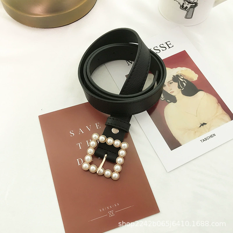 Подходит к юбке с жемчугом, костюму, платью, свитеру, пояс на талию, украшение, универсальный черный летний пояс