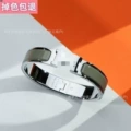 White gold gray enamel bracelet