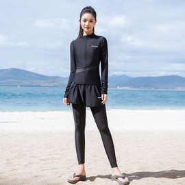 亚马逊女士潜水服分体五件套防晒保守遮肚显瘦浮潜冲浪服女泳衣