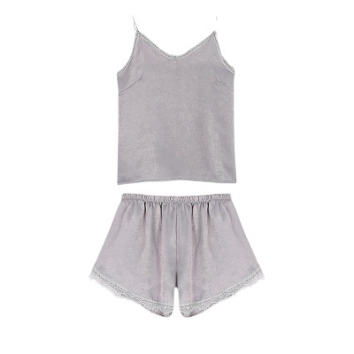 Nueva sexy pijamas de verano de las mujeres tirantes de seda artificial de seda de hielo sexy tirantes pijamas pantalones cortos de seda desgaste del hogar traje