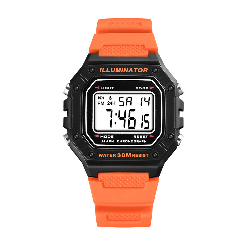 Simple juventud casual estilo deportivo reloj electrónico estudiante tendencia multifunción reloj de alarma al aire libre reloj electrónico luminoso