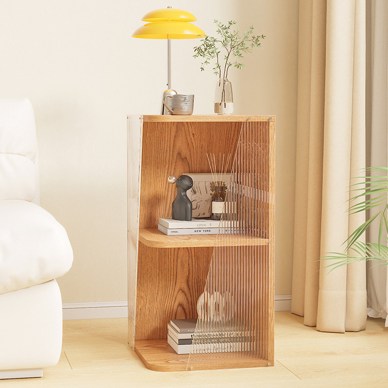 Original nuevo estilo acrílico dormitorio sala de estar estante de piso para estudio mesita de noche estante de almacenamiento de esquina multicapa