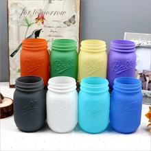 跨境专供字母梅森罐16oz玻璃密封罐480ml沙拉果酱罐头果汁瓶批发