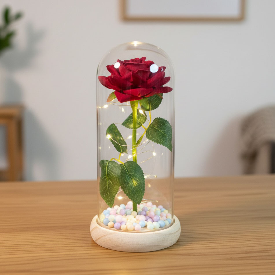 Rosas transfronterizas flores inmortales ramo de flores cubierta de vidrio Qixia cajas de regalo de regalo del día de San Valentín productos terminados regalos del día de la madre de Navidad
