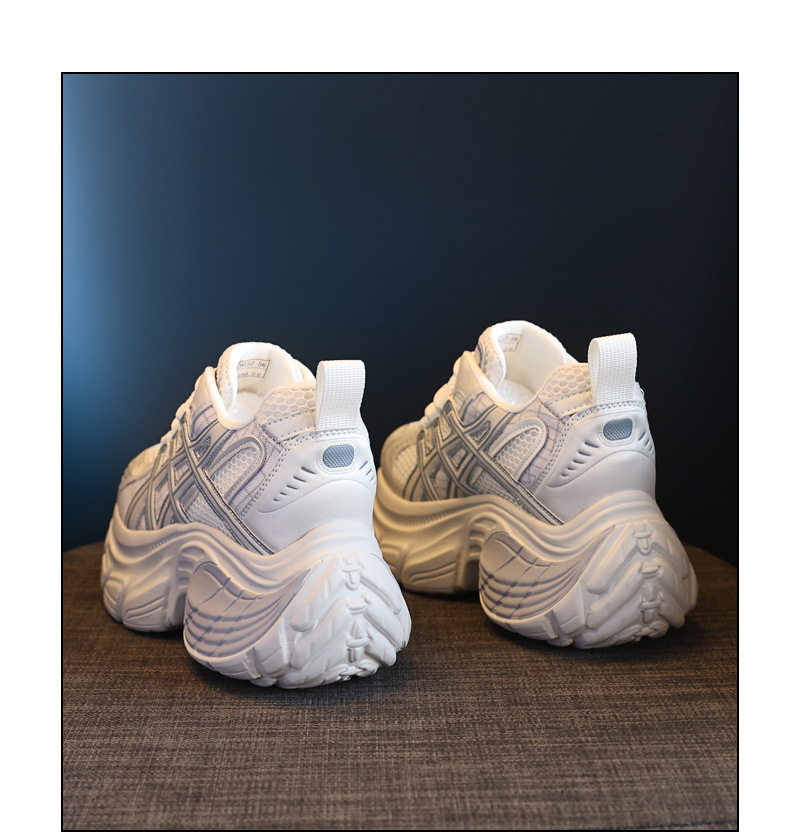 Giày sneaker chunky nữ đế dày tăng chiều cao mặt lưới thoáng khí — Màu be chi tiết 23