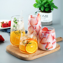家用字母果汁杯ins北欧动物玻璃礼品水杯吸管早餐牛奶奶茶慕斯杯