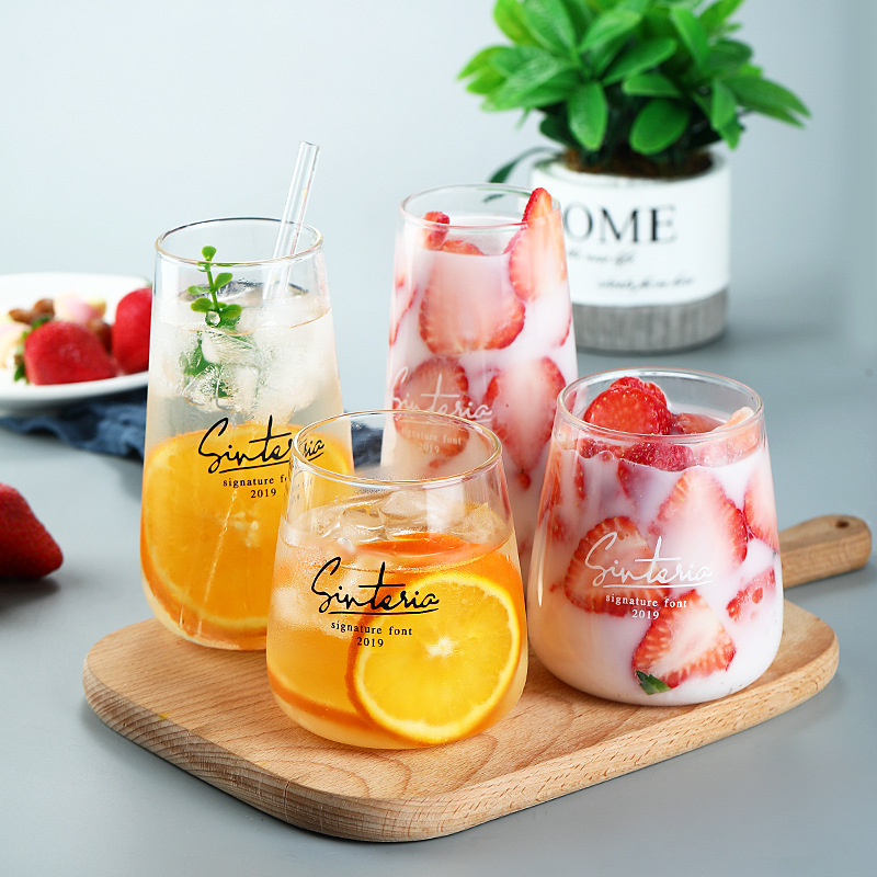 家用字母果汁杯ins北欧动物玻璃礼品水杯吸管早餐牛奶奶茶慕斯杯