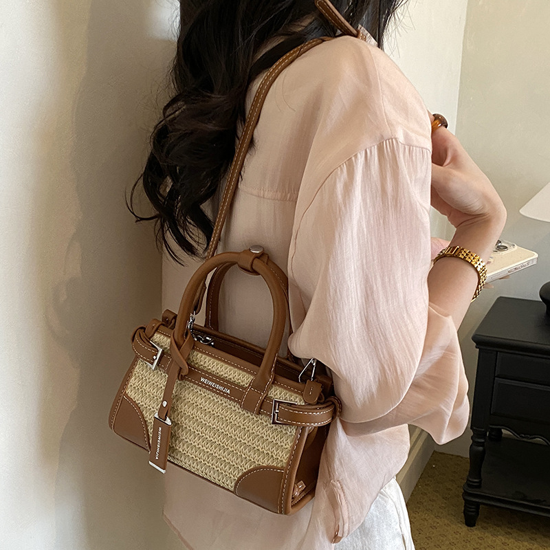 Shangnuevo bolso de tela de mano de color contraste 2026 nuevo estilo primavera y verano diario de viaje versátil bolso de hombro