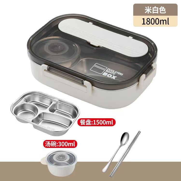 Caja de almuerzo de aislamiento sellado de estudiantes de oficina caja de almuerzo portátil de gran capacidad 304 acero inoxidable con tazón de sopa