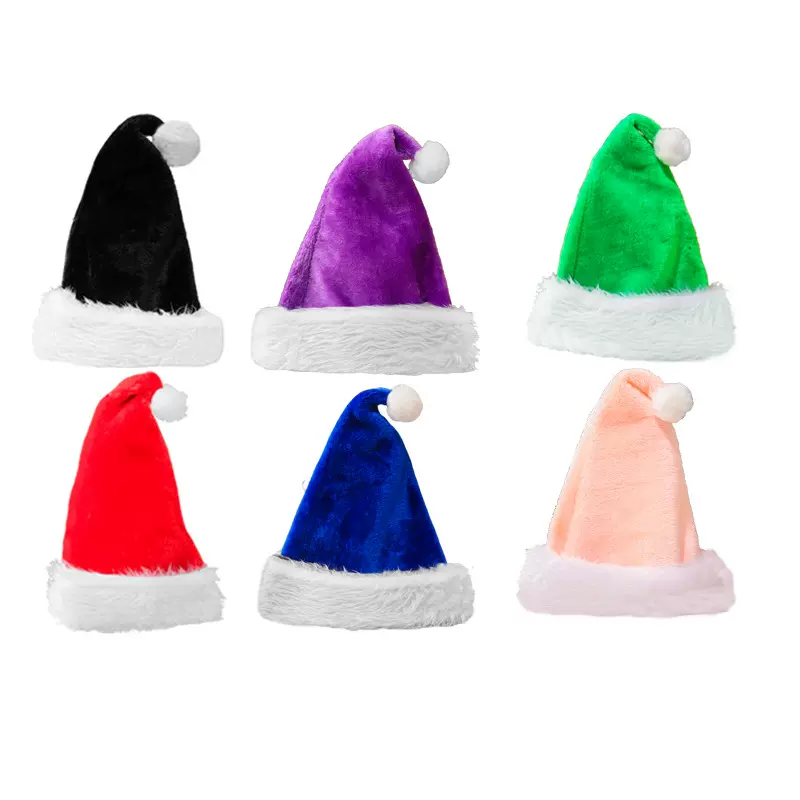 亚马逊红色毛绒长毛圣诞帽创意圣诞装饰用品大人圣诞老人帽子跨境