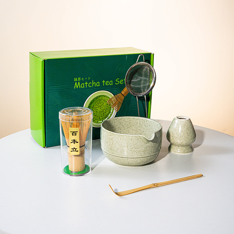 FJT 버섯 입이 있는 직선 그릇 말차색 5개 세트(짙은 녹색 색상 상자)