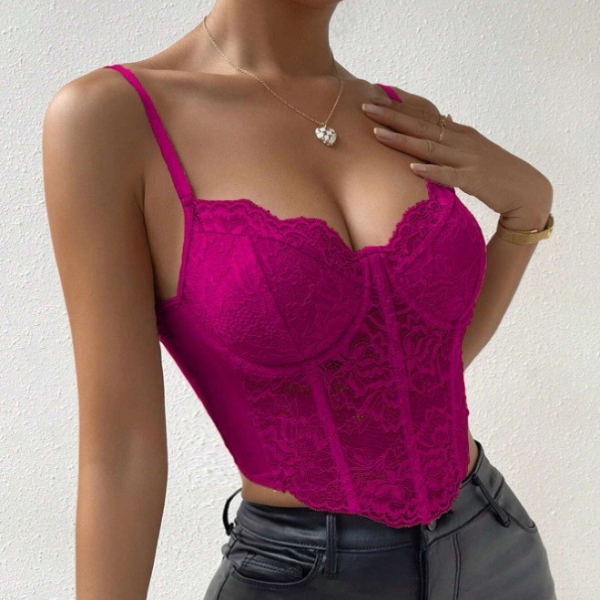 Corte francesa encaje tipo de pecho dividido para las mujeres 2025 sexy hueso de pez cintura irregular blusa