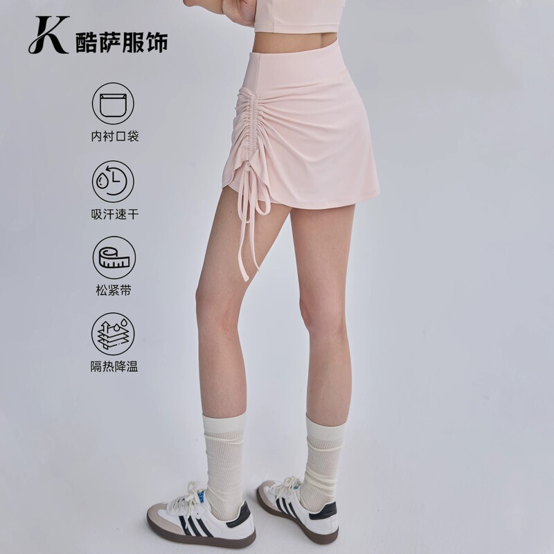 Fake two-piece sports short skirt for women, anti-exposure, butt-lifting, yoga, tennis skirt, running, fitness, cycling, slimming three-point skirt-pants
