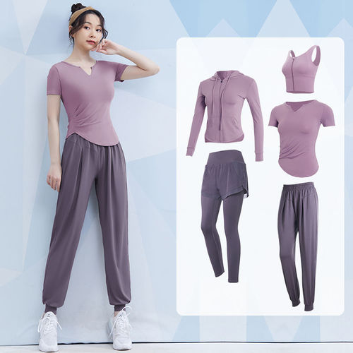 Women's Fitness Suit Set, Quick-Dry Summer Thin Large Size Running Training Yoga Sport Top and Bottom Loose Short-Sleeve T-Shirt