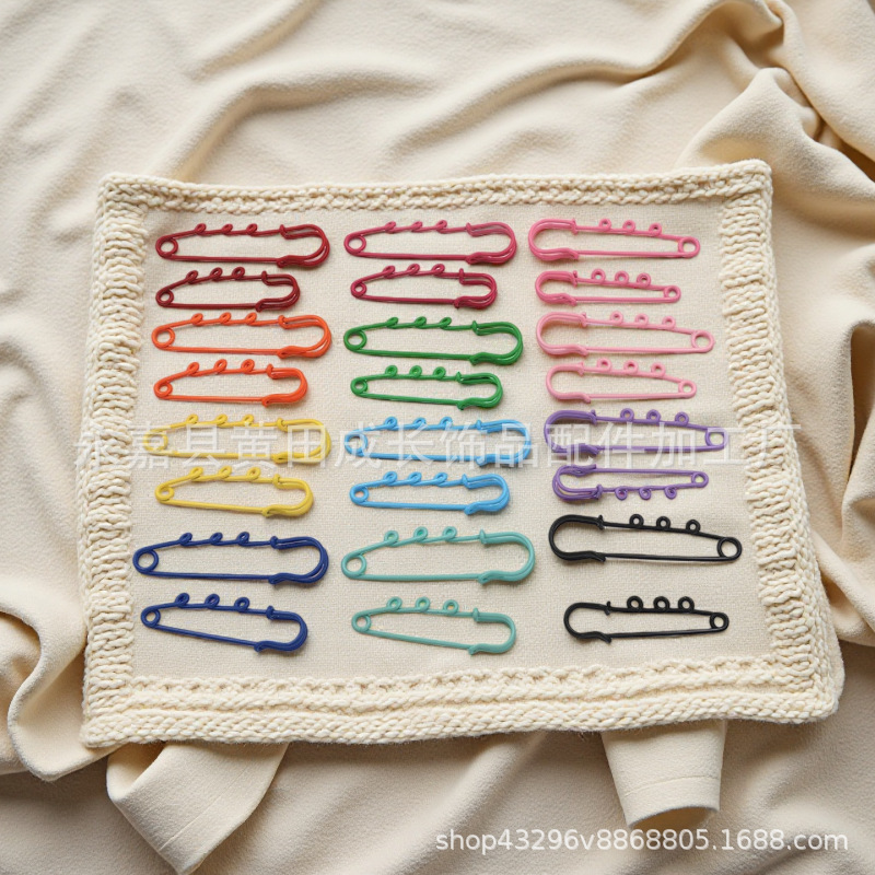 5cm三孔烤漆安全别针糖果色收腰扣多巴胺别针胸针扣diy饰品配件