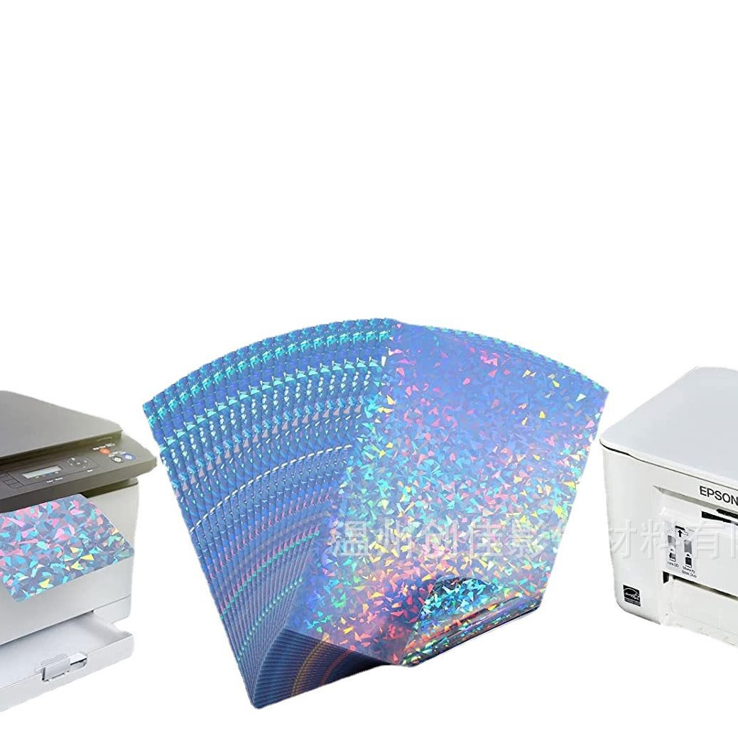 Fabricante de papel de impresión de inyección de tinta en stock A4 serie láser patrón de diamante holográfico vinilo adhesivo de inyección de tinta papel de impresión