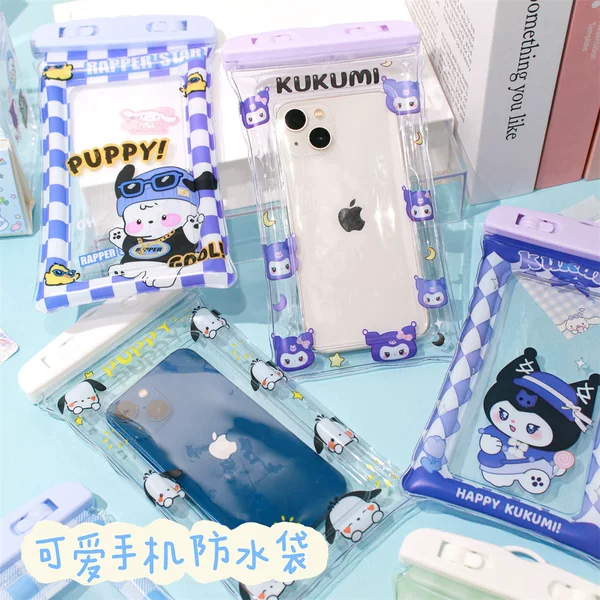 Cute Cartoon Transparent Mobile Phone Case Waterproof Bag Air Bag Diving Cover Touch Screen Swimming Outdoor Protective Cover Bag