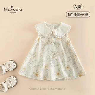 新款女童童装夏季花边蕾丝婴幼儿时尚百搭无袖精致亲肤舒适连衣裙