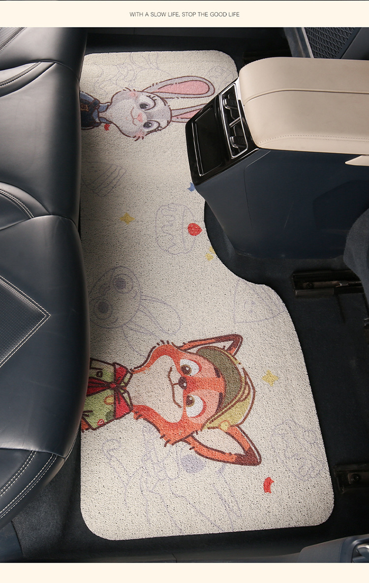 Cute Cartoon Car Mat Wire Ring Single-piece Anti-dirty Carpet Protection Mat for High-end Car Thickened Universal Girl