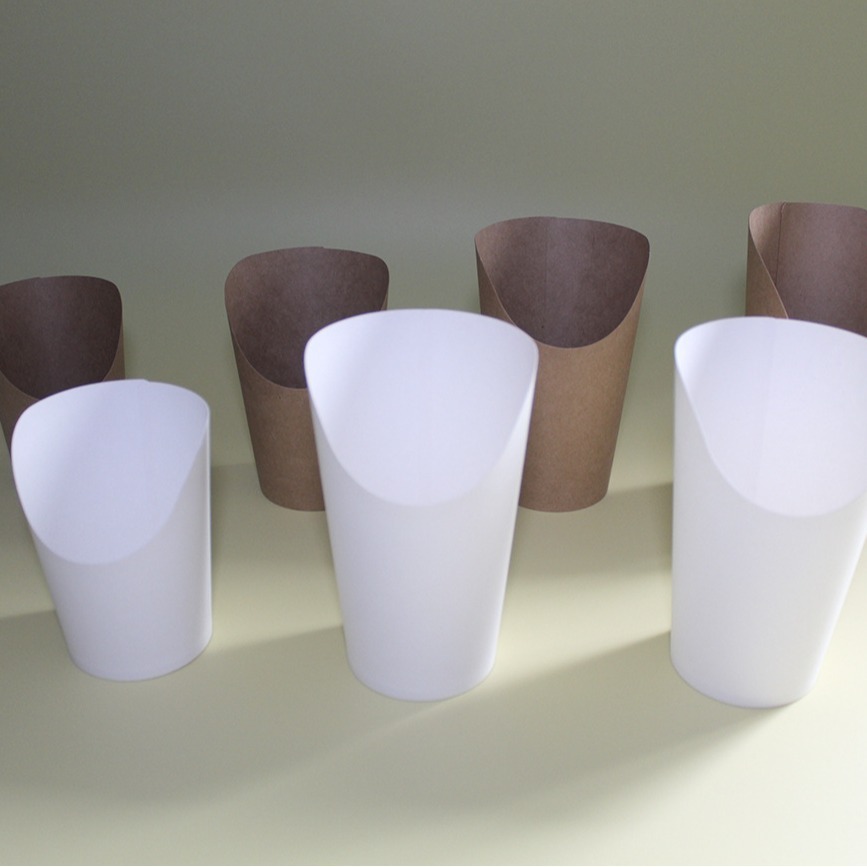 Taza de papas desechable Taza oblicua de piel de vaca Spot al por mayor Taza de brochetas Wafer Helado Caja de embalaje de papel para hornear image 3