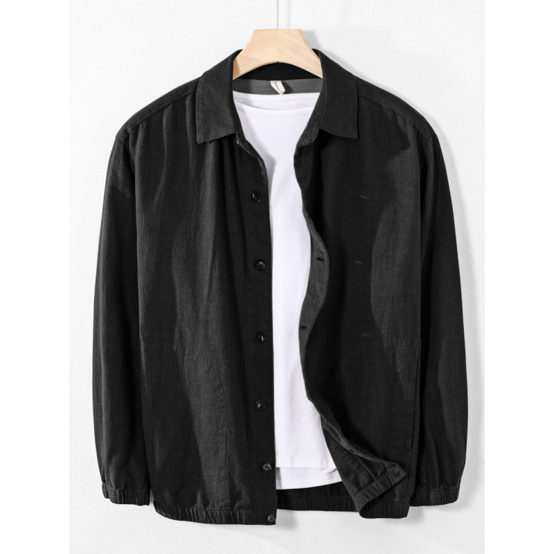 2026 Spring New Men's Casual Linen Jacket Casual Solid Color Cotton-Linen Turn-Down Collar Simple Cardigan - Jingchun 2026 Spring New Men's Casual Linen Jacket Casual Solid Color Cotton-Linen Turn-Down Collar Simple Cardigan - Jingchun