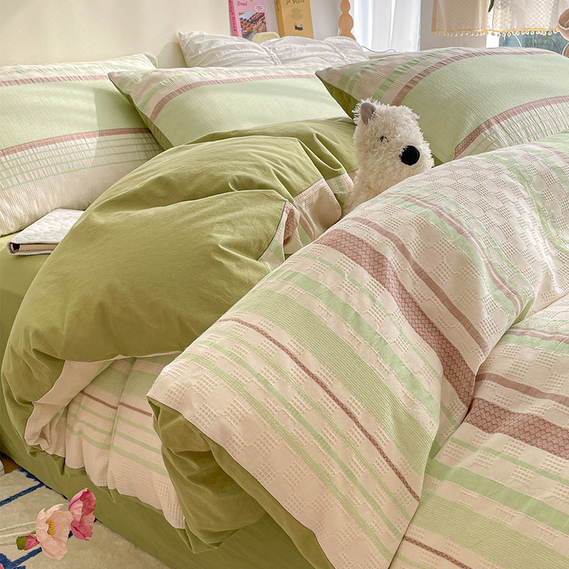 Cama de algodón nórdico de cuatro piezas, cuatro estaciones de algodón puro general 2025, nueva colcha de cama, cama de alta gama