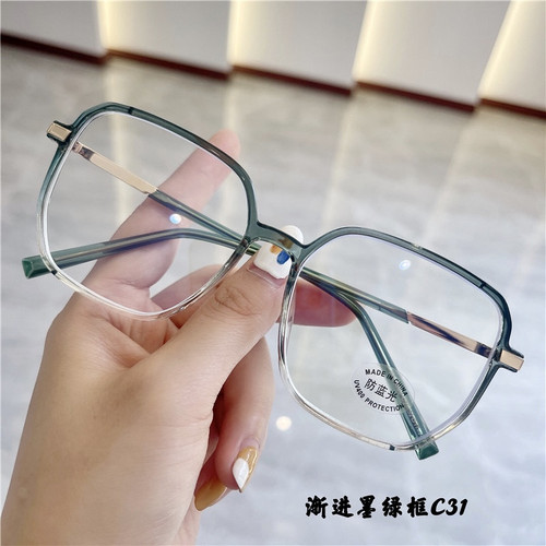 New stylish large frame blue light blocking glasses with TR metal hybrid frame, unisex glasses frame