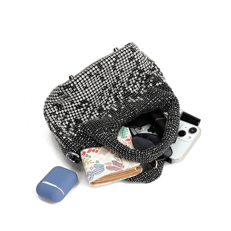 2025 New Starry Gradient Diamond-Encrusted Women's Handbag Multi-Color Banquet Bucket Bag Shoulder Crossbody Bag - Thumbnail 3