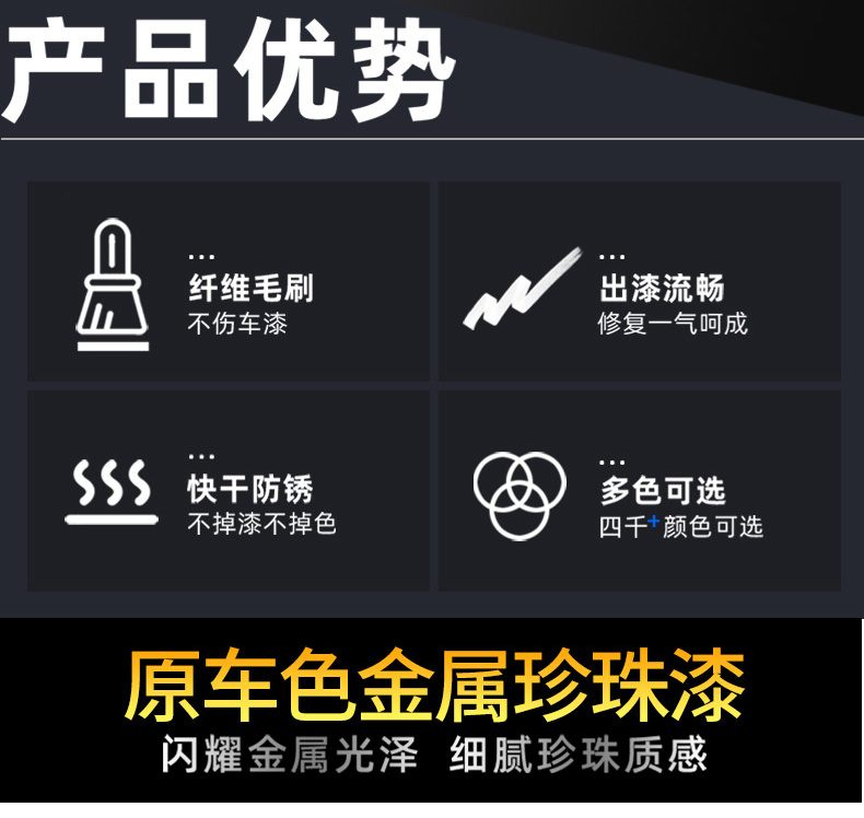 Car touch-up pen pearl white black plastic front bumper rear wheel arch car paint scratch self-painting spray
