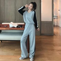 欧货阔腿裤运动服套装女秋冬2025新款时尚洋气卫衣加绒休闲两件套