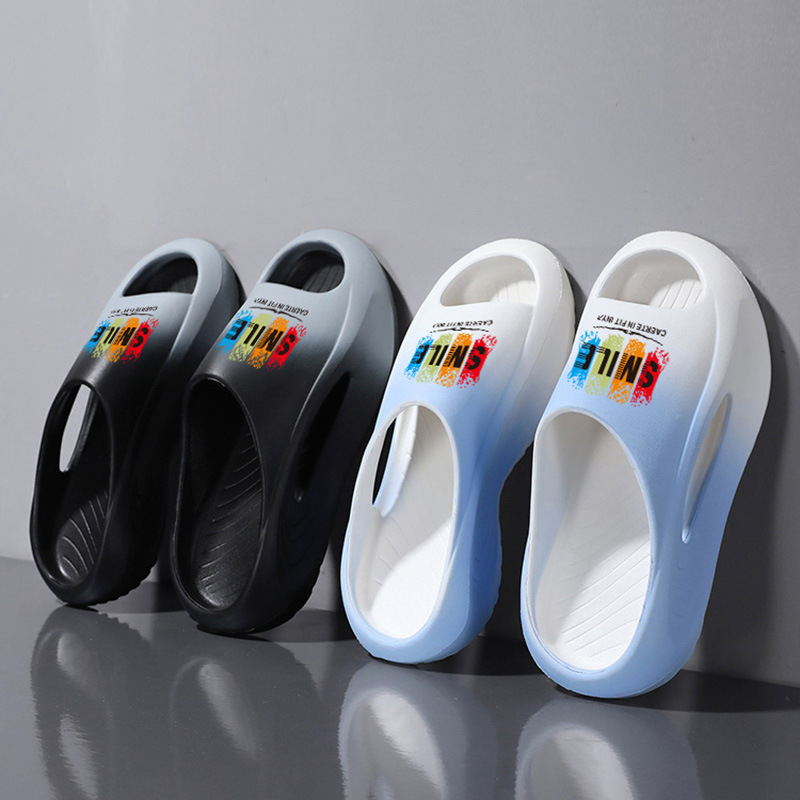 Zapatillas de una palabra con suela gruesa de verano 2025, modelos de pareja para hombres y mujeres, zapatillas antideslizantes, resistentes al desgaste y transpirables de fondo suave para exteriores