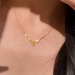 中古ヴィンテージフレンチエターナルローズネックレスレディースアンティークレースゴールデンフラワー鎖骨チェーン新しいスタイル