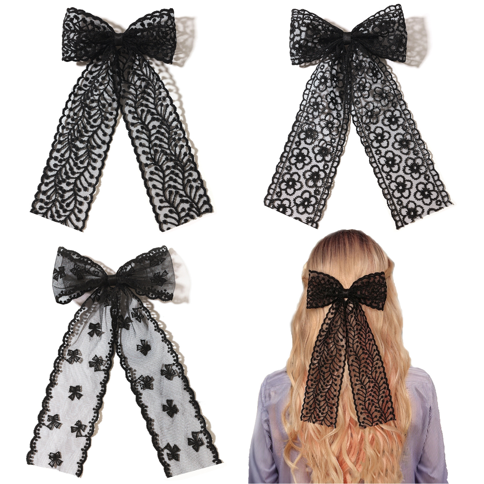 한국 스타일 달콤한 레이스 활 덕빌 클립 우아한 슈퍼 요정 소녀 활 리본 헤드웨어
